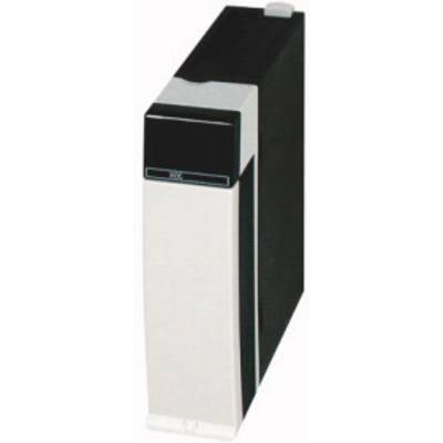 A vertical, cuboid computer case with a black top and light-coloured sides.