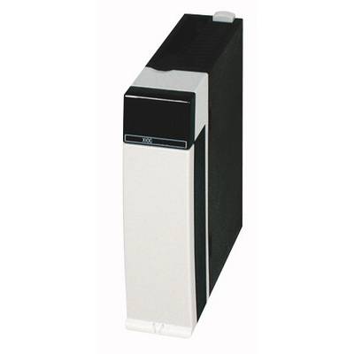 Black computer hardware with a white front panel, possibly a server or network storage unit.