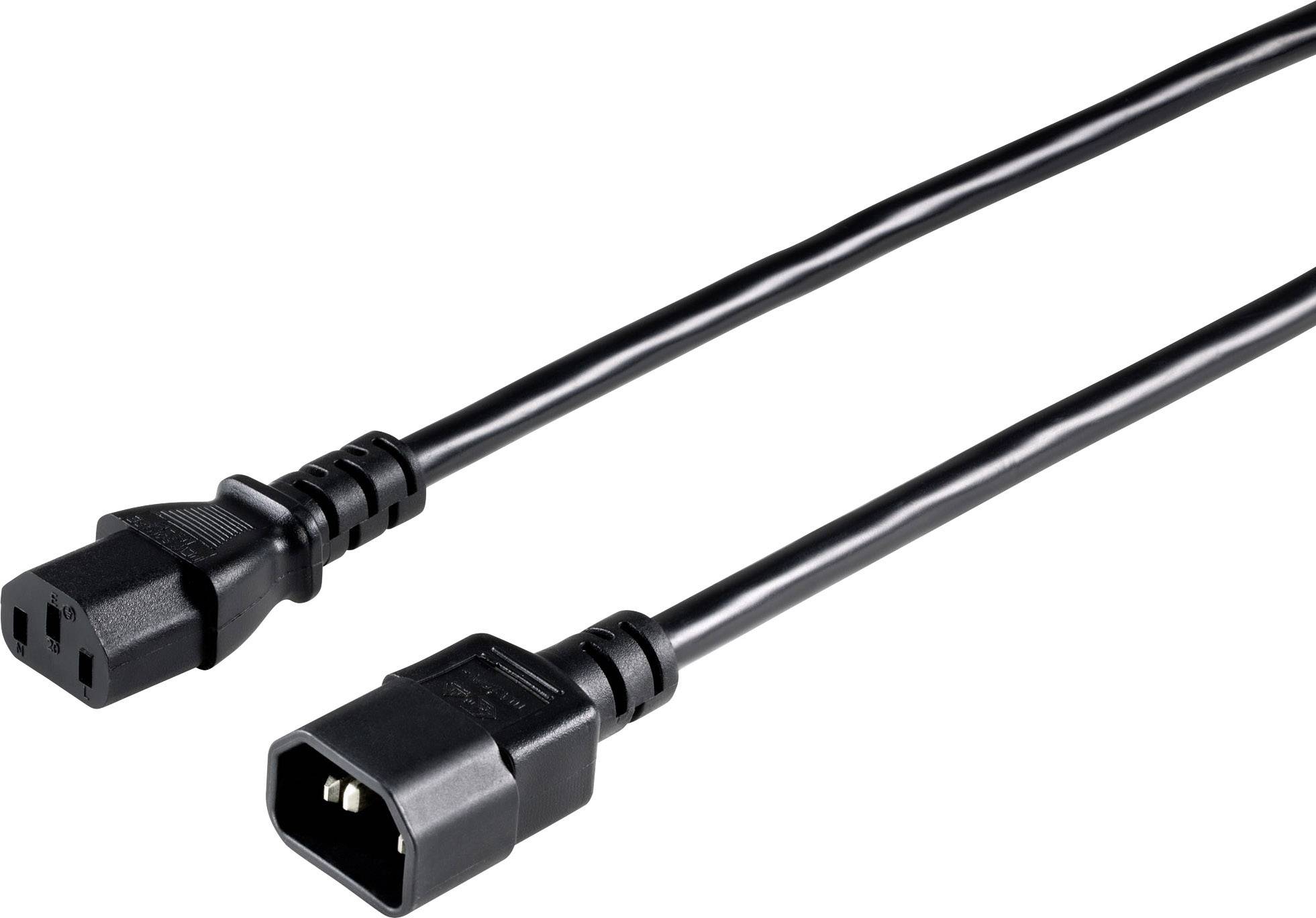 Two black power cables with different connectors; one female and one male C13 connector.