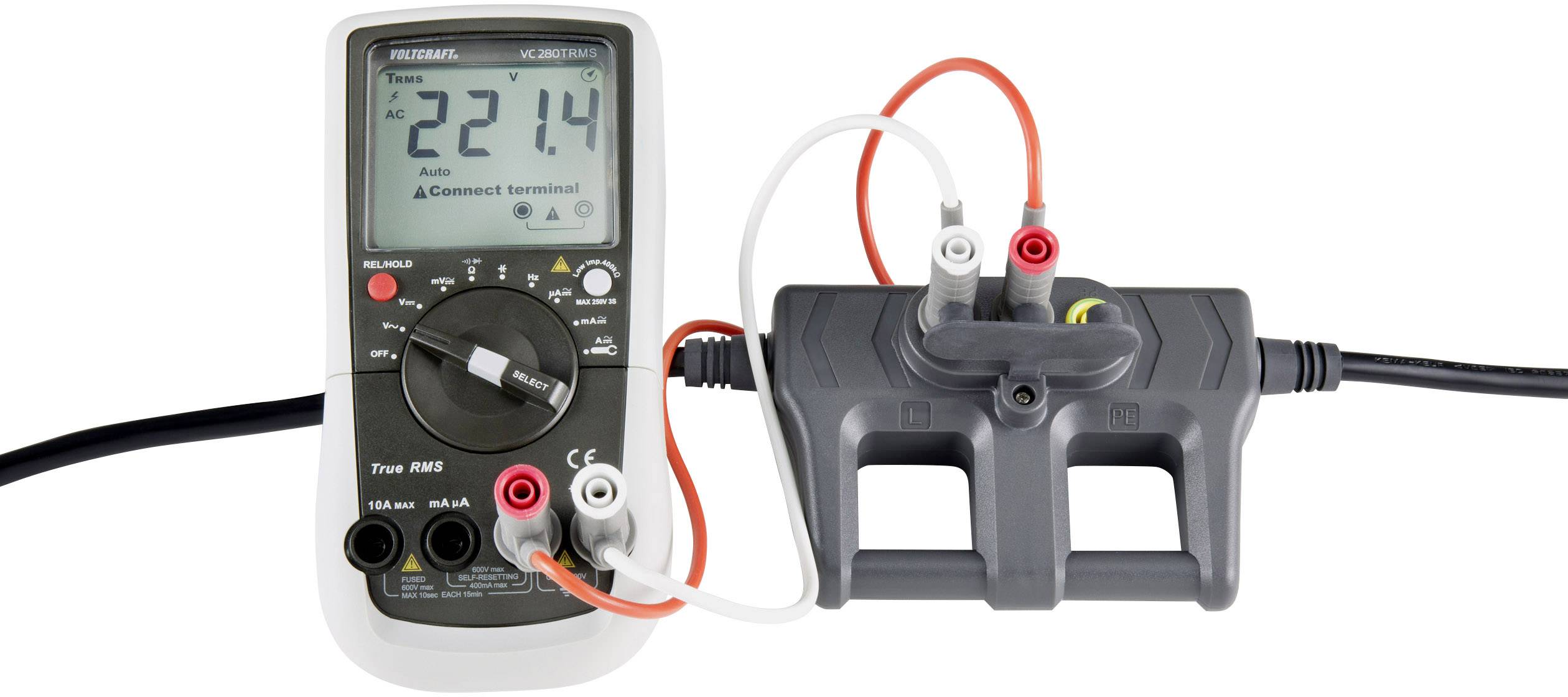 VOLTCRAFT CAA1L 10 Test lead adapter IEC C14 plug IEC C13 socket