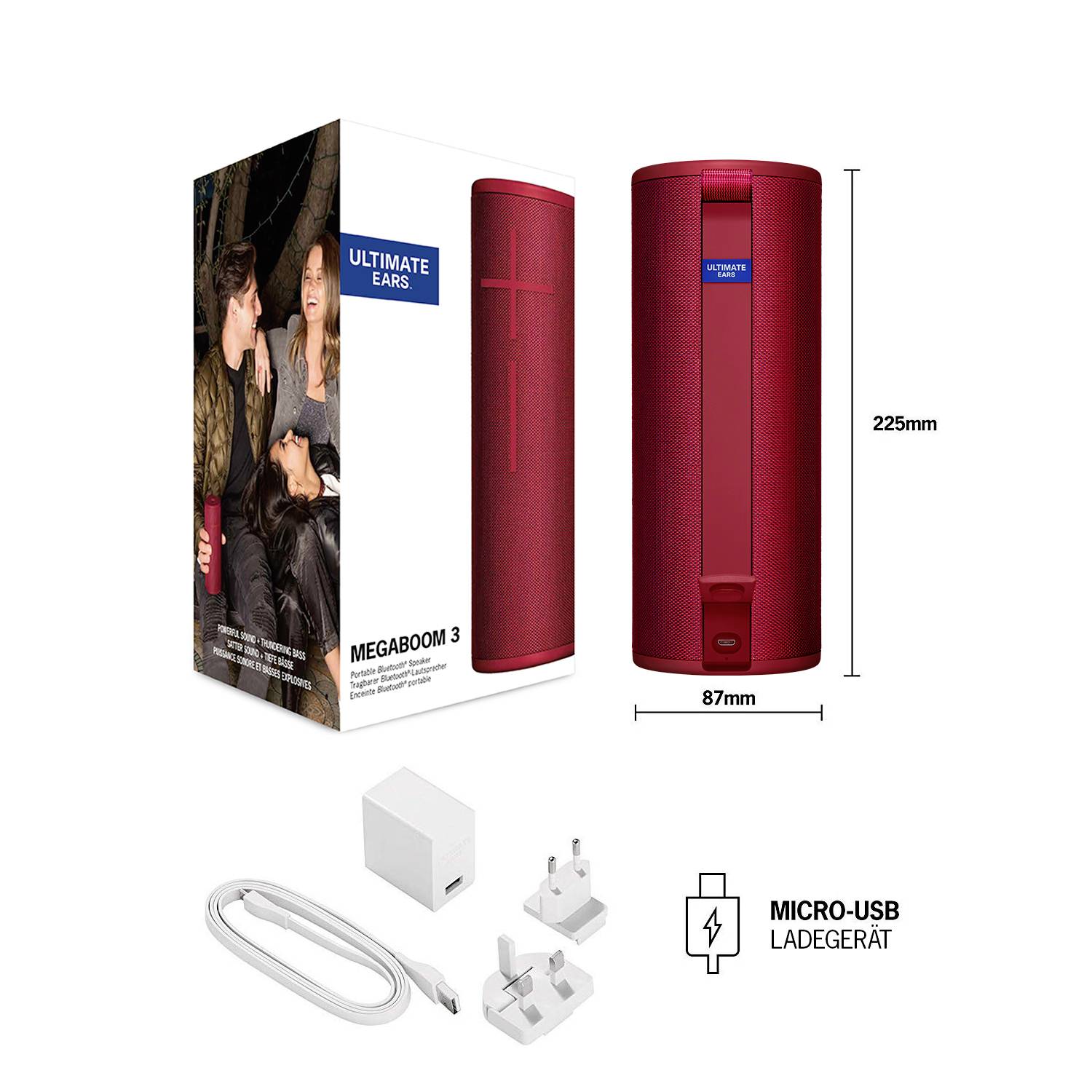 Ultimate Ears MEGABOOM 3 Bluetooth speaker portable, Shock-proof, Dust-proof, watertight Red-8