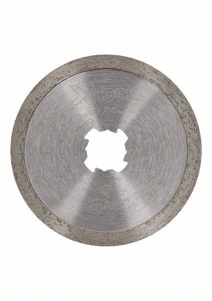 A circular, silver metal blade with a serrated, thin edge coating, presumably a diamond cutting disc.