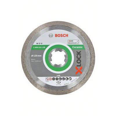 Bosch circular saw blade, X-LOCK model for ceramics. Diameter 125 mm, speed 80 m/s.