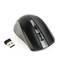 Wireless black computer mouse with USB receiver, suitable for computer interaction and navigation.