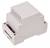 A white electronic enclosure with ventilation slots, standing on a flat surface. Suitable for electronic components.