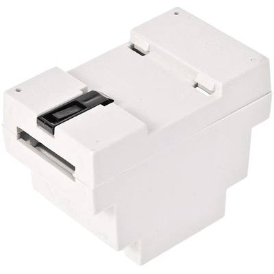 White plastic module with a black slider on the top surface, possibly a connector or electrical component.