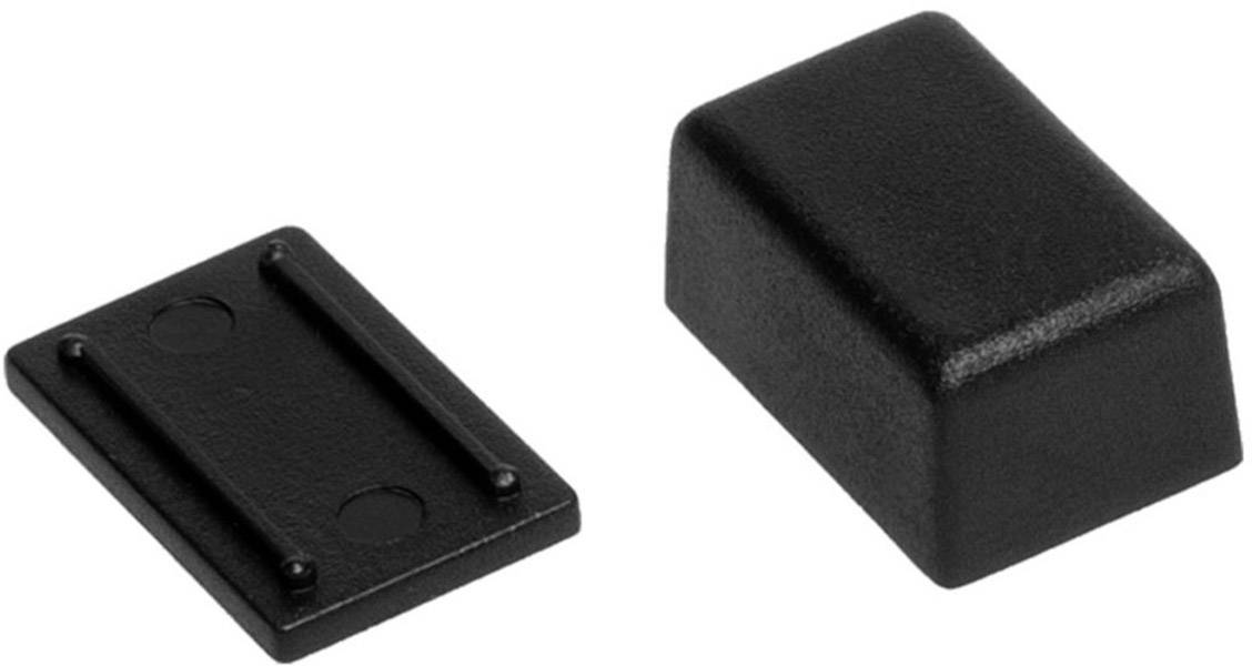 Two rectangular plastic casings, one flat and the other standing vertically. Both are black and simply designed.