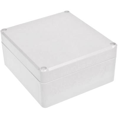 White plastic box, square, with a removable lid and rounded corners, isolated on a white background.