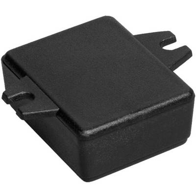 A rectangular black plastic enclosure, possibly part of an electronic device, with two side mounting tabs.