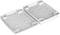 Two empty, rectangular plastic housing halves, opened and arranged parallel to each other. Each housing has several mounting studs.