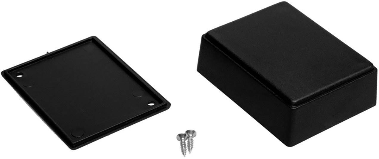 Black plastic enclosures with a removable lid and two mounting screws, suitable for electronic projects.