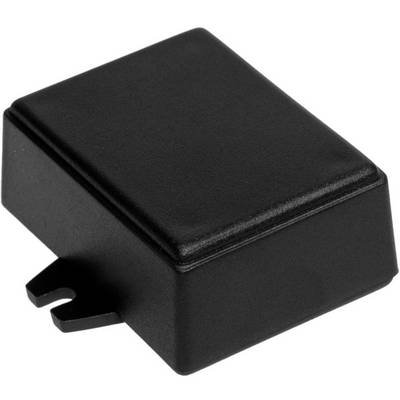 Black rectangular plastic housing with a smooth surface, suitable for housing small electronic devices.