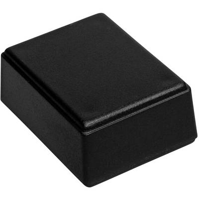 Black, rectangular plastic enclosure, potentially suitable for electronic devices or DIY projects.