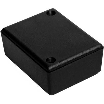 Black, rectangular plastic enclosure with two visible screw holes, potentially for electronic components.