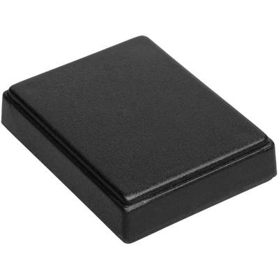 A black, rectangular small box with a smooth surface.