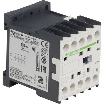 A Schneider Electric switchgear in close-up, with technical specifications on a label and connection points at the front.