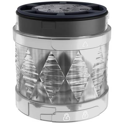 Transparent cylinder with structured diamond patterns and a black lid. Symbols for an open and closed lock are visible.