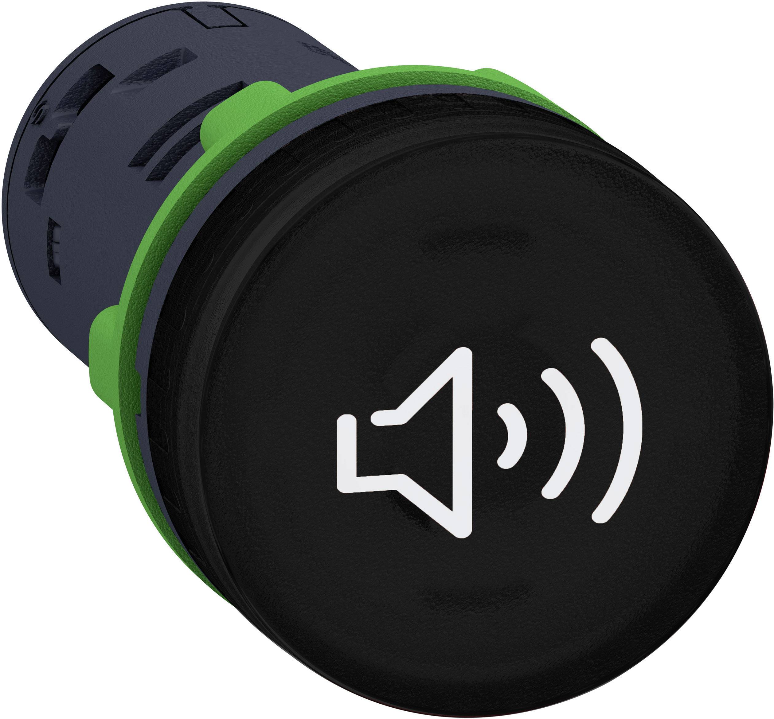 Black button with speaker symbol and sound waves, possibly a volume control or mute button.
