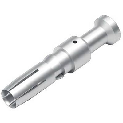 Silver metal pin with a cylindrical shape and ribbed end, possibly a technical component or adapter.
