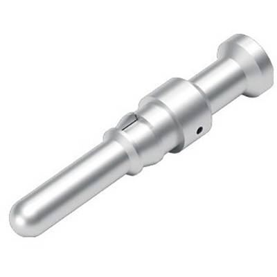 A silver metal pin with multiple sections and a hole on the side, likely a mechanical connecting element.