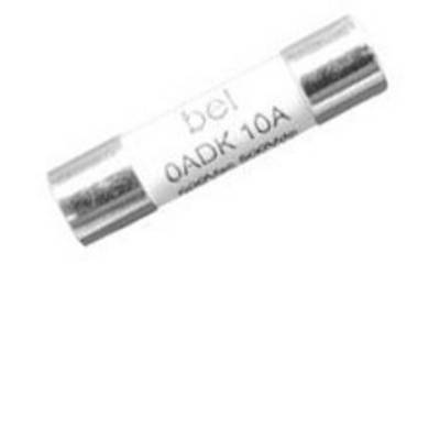 'A cylindrical fuse insert with the inscription "bel 0ADK 10A" for electrical circuit safety.'