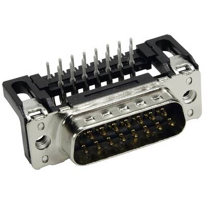 A silver D-sub plug with 15 pins, used for analogue video connections and control interfaces.