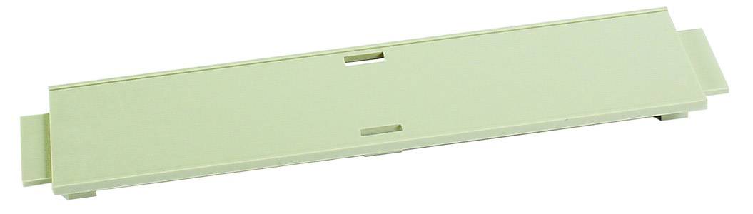 A rectangular, green plastic part with two rectangular recesses, possibly a cover or a component.
