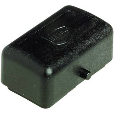 A black, rectangular electrical component with a protruding button on its side, set against a light background.