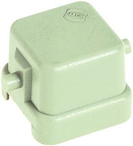 Square, green plastic cover with protruding clip.