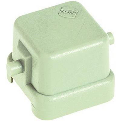 Square, green plastic cover with protruding clip.