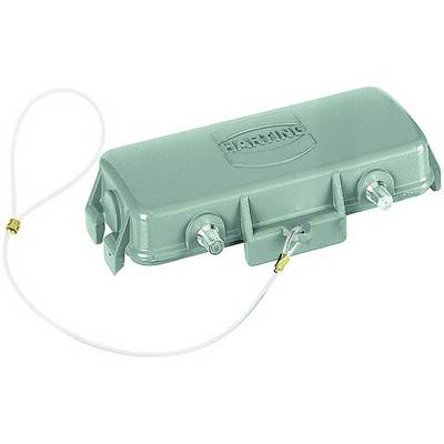 Green, rectangular plastic housing with two metal connectors and a mounting loop on the side.