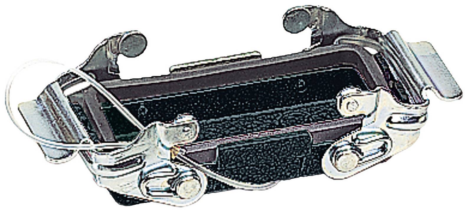 A metal clamp clip used for the secure connection of wires or cables.