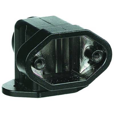 A rectangular plastic casing with two internal threaded screws, shown in an angled view.