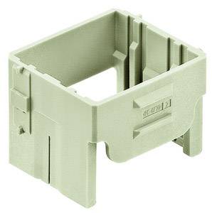 A rectangular, green plastic frame with open sides and vertical grooves, possibly a housing component or a mounting bracket.