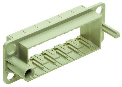 Green plastic plug with a rectangular shape and side mountings, likely part of an electrical connection system.