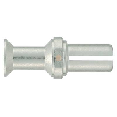 Metallic bolt with a rectangular head and two elongated slots at the end, used for hardware or machine applications.