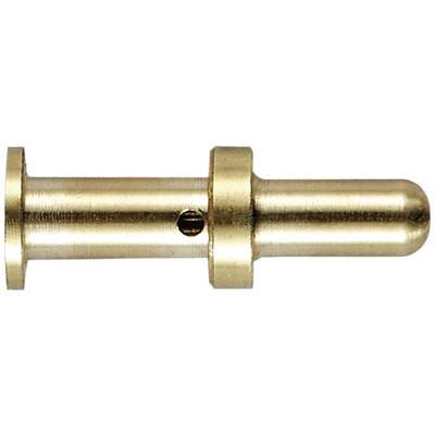 A brass pipe connector with a rounded end and a side hole in the middle for fixing or connecting pipes.