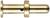 A brass pipe connector with a rounded end and a side hole in the middle for fixing or connecting pipes.