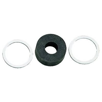 'Three sealing rings: two white and one thicker black ring in the centre with a central hole.'