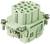 A multi-pole connector with a green plastic casing and screw terminals, used in industrial wiring.