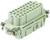 Rectangular multi-pole connector with multiple contacts, screw connections at the corners. Used for industrial applications.