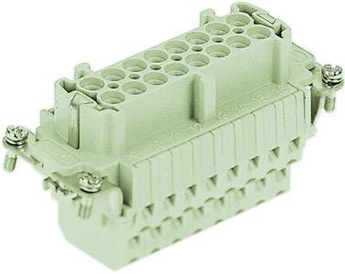 A rectangular, grey-green industrial plug with 24 round contacts and screw connections on the sides, used for electrical engineering.