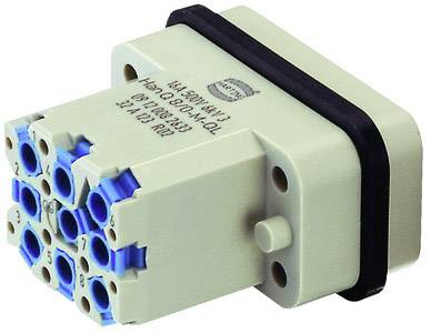 Multi-pole electrical connector with a grey plastic housing and blue connection terminals, suitable for industrial applications.