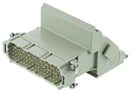 A grey multi-row connector with several pin rows, suitable for industrial electrical installations, shows detailed connection points.