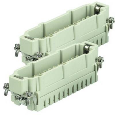 Two industrial connectors in grey, stacked on top of each other. They have multiple connection contacts and screws.