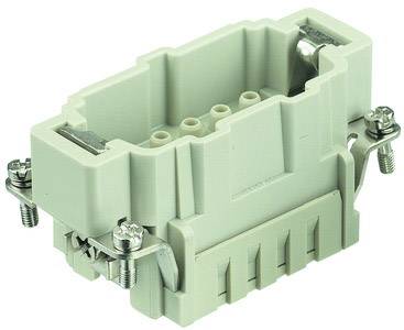 Industrial rectangular plastic connectors with four mounting screws, two positioned at the top and two at the sides.