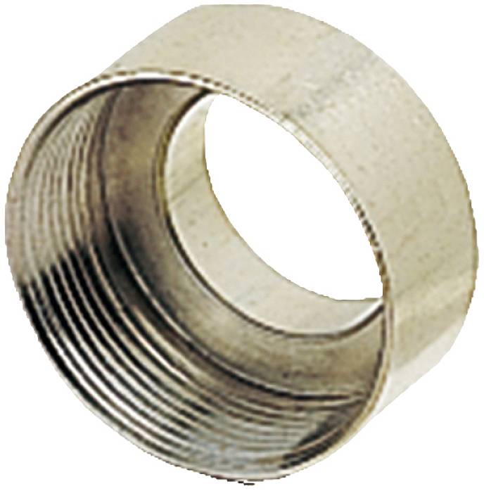 Metal cylindrical pipe section with threads used for connecting pipes or hoses.