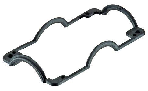 Sealing ring in the form of a vehicle body, used to seal between two surfaces, manufactured from a dark material.