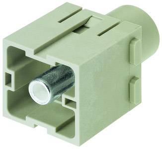 A grey, rectangular connector element with a protruding metal pin in the centre, for electronic connection.