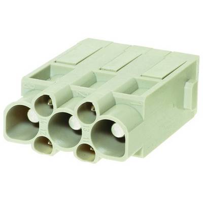 A grey electrical connector with four round contact openings arranged in a rectangular configuration.